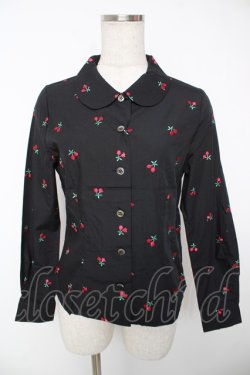 画像1: MILK / チェリー刺繍シャツ  ブラック Y-25-12-22-111-ML-BL-SZ-ZY