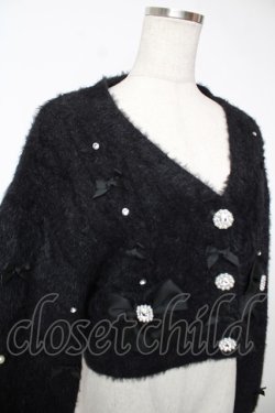 画像3: NOEMIE / メニーリボンビジューフわふわシャギーカーデ M 黒 Y-25-12-22-113-LO-TO-SZ-ZY