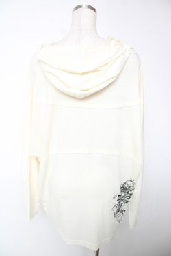 画像2: ALGONQUINS / 表ステッチ加工スカルptフーディートップス F アイボリー Y-25-12-22-115-AL-TO-SZ-ZY
