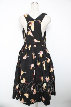 画像2: PINK HOUSE / カクテル柄サロペットスカート F 黒 Y-25-12-22-126-LO-OP-SZ-ZY