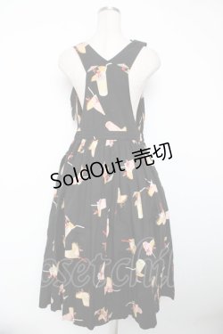 画像2: PINK HOUSE / カクテル柄サロペットスカート F 黒 Y-25-12-22-126-LO-OP-SZ-ZY