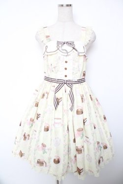 画像1: Angelic Pretty / Chocolate Teatimeジャンパースカート  イエロー Y-25-12-22-127-AP-OP-SZ-ZY