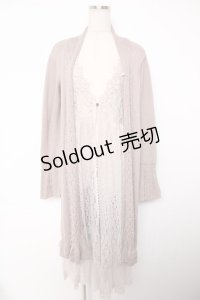 axes femme / ジレ重ね着風ロングカーデ M 淡ピンク Y-25-12-22-132-AX-OP-SZ-ZY