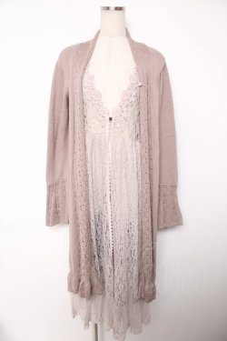 画像1: axes femme / ジレ重ね着風ロングカーデ M 淡ピンク Y-25-12-22-132-AX-OP-SZ-ZY