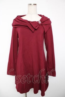 画像1: axes femme / リボンカラーチュニック M ワイン Y-25-12-22-133-AX-OP-SZ-ZY