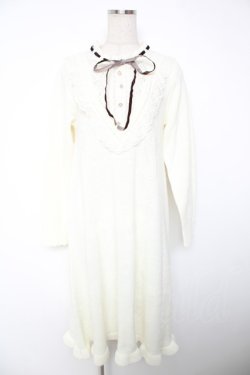 画像1: axes femme / フリルニットワンピース F 白 Y-25-12-22-134-AX-OP-SZ-ZY