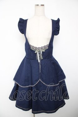 画像1: axes femme POETIQUE / チェック柄スウィートジャンドレ M 紺 Y-25-12-22-138-AX-SK-SZ-ZY