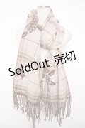 axes femme / チェック×バラ柄ストール  生成り Y-25-12-22-020-AX-ZA-SZ-ZY