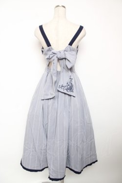 画像2: axes femme / バックリボンストライプジャンパースカート F サックス Y-25-12-22-142-AX-OP-SZ-ZY