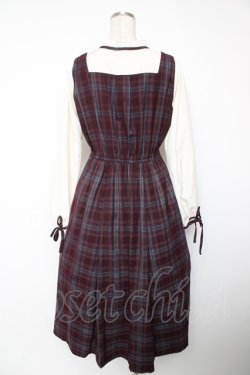 画像2: axes femme / チェック柄ドッキングワンピース F ワイン Y-25-12-22-144-AX-OP-SZ-ZY