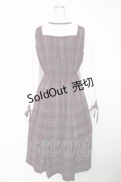 画像2: axes femme / チェック柄ドッキングワンピース F ワイン Y-25-12-22-144-AX-OP-SZ-ZS