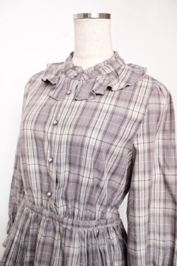 画像3: axes femme / プリーツ切替チェック柄ワンピース M ラベンダー Y-25-12-22-145-AX-OP-SZ-ZY