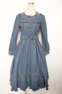 画像1: axes femme / レース襟ロングワンピース  ブルー Y-25-12-22-147-AX-OP-SZ-ZY