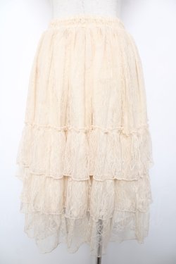 画像2: ATELIER PIERROT / Ruffle Chiffon Skirt-Lace-  アイボリー Y-25-12-22-160-EL-SK-SZ-ZY