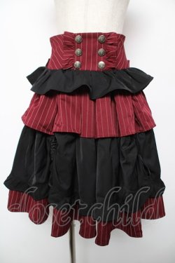 画像1: Chalmiere / ストライプフリルスカート M ワイン Y-25-12-22-162-LO-SK-SZ-ZY
