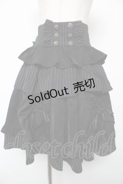 画像1: Chalmiere / ストライプフリルスカート M 黒 Y-25-12-22-164-LO-SK-SZ-ZY