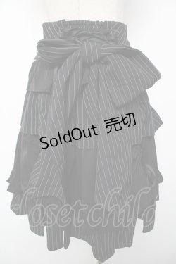 画像2: Chalmiere / ストライプフリルスカート M 黒 Y-25-12-22-164-LO-SK-SZ-ZY