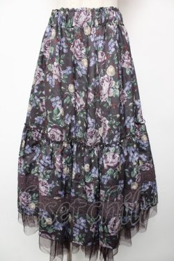 画像1: axes femme / ホーリーローズ柄フリルスカート F Dブラウン Y-25-12-22-170-AX-SK-SZ-ZY