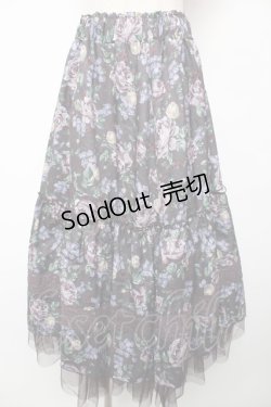 画像1: axes femme / ホーリーローズ柄フリルスカート F Dブラウン Y-25-12-22-170-AX-SK-SZ-ZS