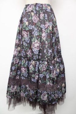 画像2: axes femme / ホーリーローズ柄フリルスカート F Dブラウン Y-25-12-22-170-AX-SK-SZ-ZY