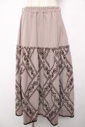 axes femme / フロッキープリントロングスカート  モカ Y-25-12-22-173-AX-SK-SZ-ZY