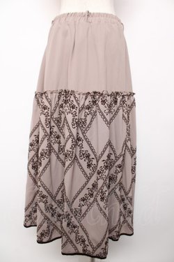 画像2: axes femme / フロッキープリントロングスカート  モカ Y-25-12-22-173-AX-SK-SZ-ZY