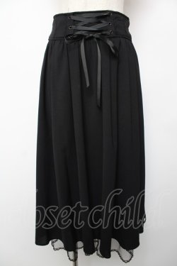 画像1: axes femme POETIQUE / バックフリルレースアップスカート M 黒 Y-25-12-22-174-AX-SK-SZ-ZY