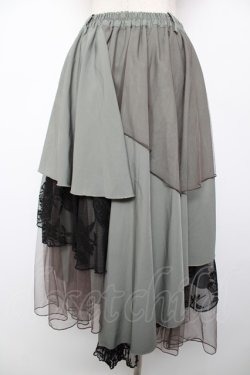 画像2: axes femme / 異素材イレヘムロングスカート F グリーン Y-25-12-22-177-AX-SK-SZ-ZY