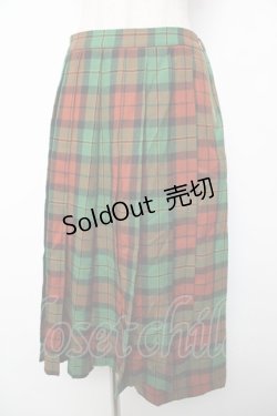 画像1: Jane Marple Dans Le Salon / ウールタータンタックスカート M グリーン Y-25-12-22-183-JM-PA-SZ-ZY