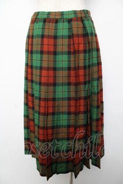 画像2: Jane Marple Dans Le Salon / ウールタータンタックスカート M グリーン Y-25-12-22-183-JM-PA-SZ-ZY