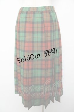 画像2: Jane Marple Dans Le Salon / ウールタータンタックスカート M グリーン Y-25-12-22-183-JM-PA-SZ-ZY