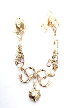 画像2: axes femme / リボンキャット襟クリップ  ゴールド Y-25-12-22-002-AX-AC-SZ-ZY