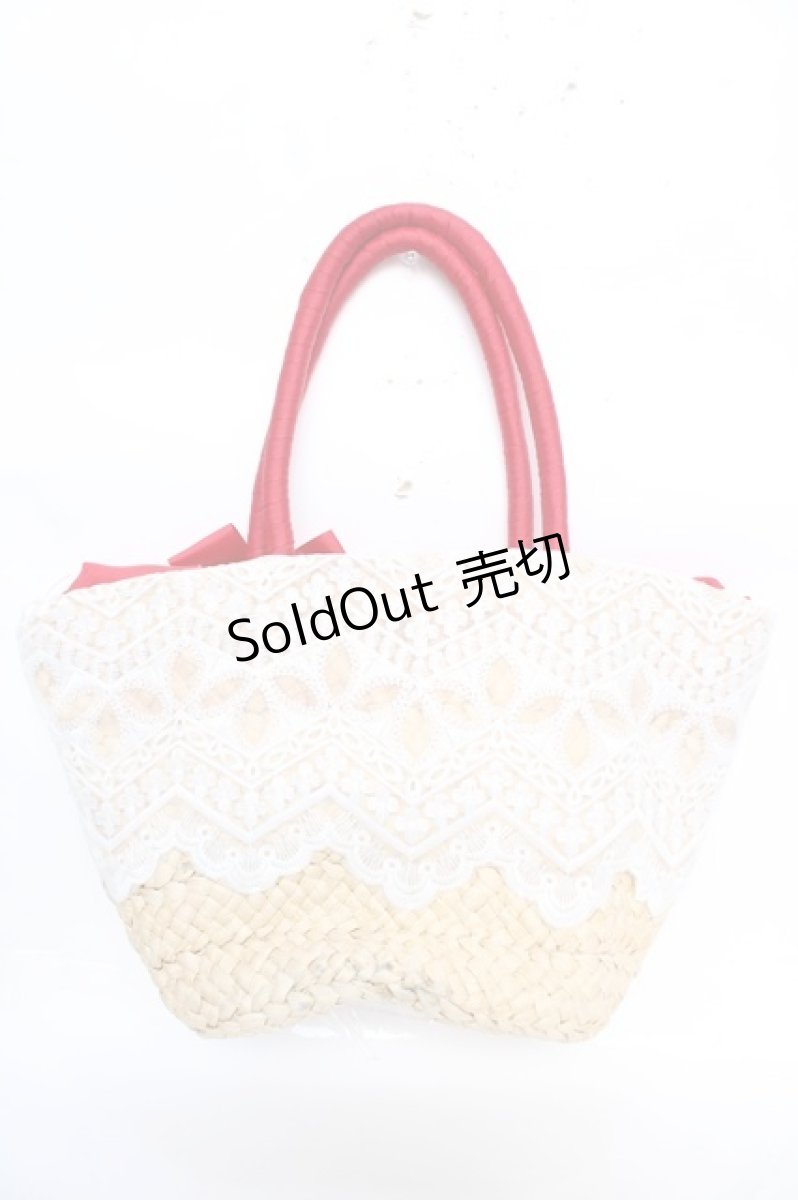 画像2: axes femme / レース×リボンかごバッグ  赤 Y-25-12-22-026-AX-BG-SZ-ZTK021 (2)