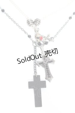 画像1: SEX POT ReVeNGe / クロス×十字2連ネックレス  シルバー Y-25-12-23-001-SP-AC-SZ-ZY