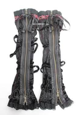 画像1: Ozz On / レースアップベロアアームカバー  黒 Y-25-12-23-005-OO-ZA-SZ-ZY