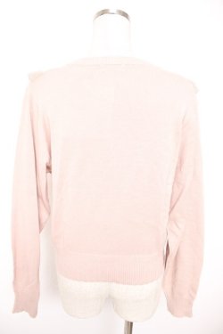 画像2: axes femme / バラ刺繍ブロッキングニット M 淡ピンク Y-25-12-23-039-AX-TO-SZ-ZY