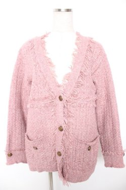 画像1: axes femme / ツイード風ロングカーデ  ピンク Y-25-12-23-040-AX-TO-SZ-ZY
