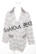 axes femme POETIQUE / チェック×別珍ロングジャケット M グレー Y-25-12-23-044-AX-JA-SZ-ZI