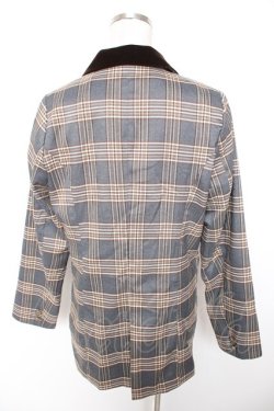 画像2: axes femme POETIQUE / チェック×別珍ロングジャケット M グレー Y-25-12-23-044-AX-JA-SZ-ZY