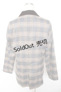 画像2: axes femme POETIQUE / チェック×別珍ロングジャケット M グレー Y-25-12-23-044-AX-JA-SZ-ZI