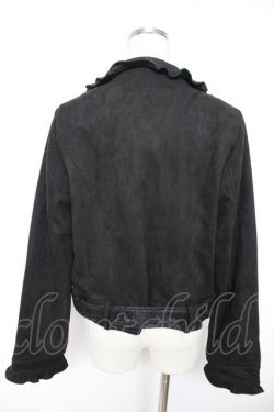 画像2: axes femme POETIQUE / スエードフリルライダースジャケット M 黒 Y-25-12-23-049-AX-JA-SZ-ZY