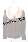 axes femme / ファーティペット付カーデ M 茶 Y-25-12-23-051-AX-TO-SZ-ZY
