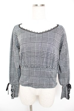 画像1: axes femme / チェックカットソー  グレー Y-25-12-23-054-AX-TO-SZ-ZY