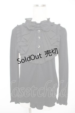 画像1: axes femme / BIGリボンブロッキングプルオーバー  黒 Y-25-12-23-055-AX-TO-SZ-ZY