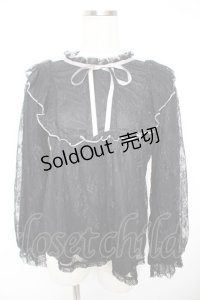 axes femme / バイカラーメローレースプルオーバー  黒 Y-25-12-23-056-AX-TO-SZ-ZY