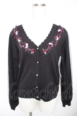 画像1: axes femme / ローズガーデンニットカーディガン M 黒 Y-25-12-23-058-AX-TO-SZ-ZY