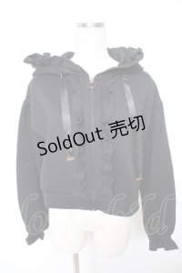 axes femme / ショート丈フリルパーカー F 黒 Y-25-12-23-059-AX-TO-SZ-ZY