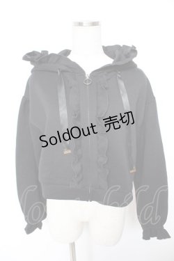 画像1: axes femme / ショート丈フリルパーカー F 黒 Y-25-12-23-059-AX-TO-SZ-ZY