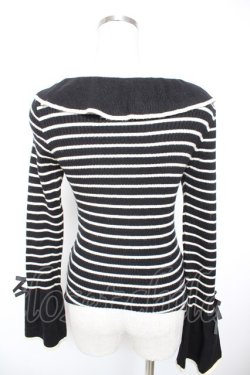 画像2: axes femme / 襟デザインボーダーニット  黒 Y-25-12-23-061-AX-TO-SZ-ZY