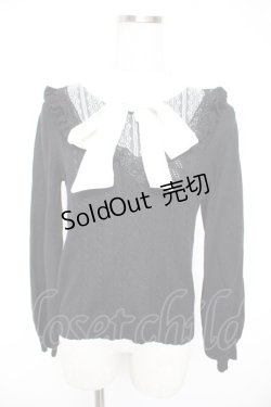 画像1: axes femme / ボウタイブロッキング風ニット M 黒 Y-25-12-23-062-AX-TO-SZ-ZY